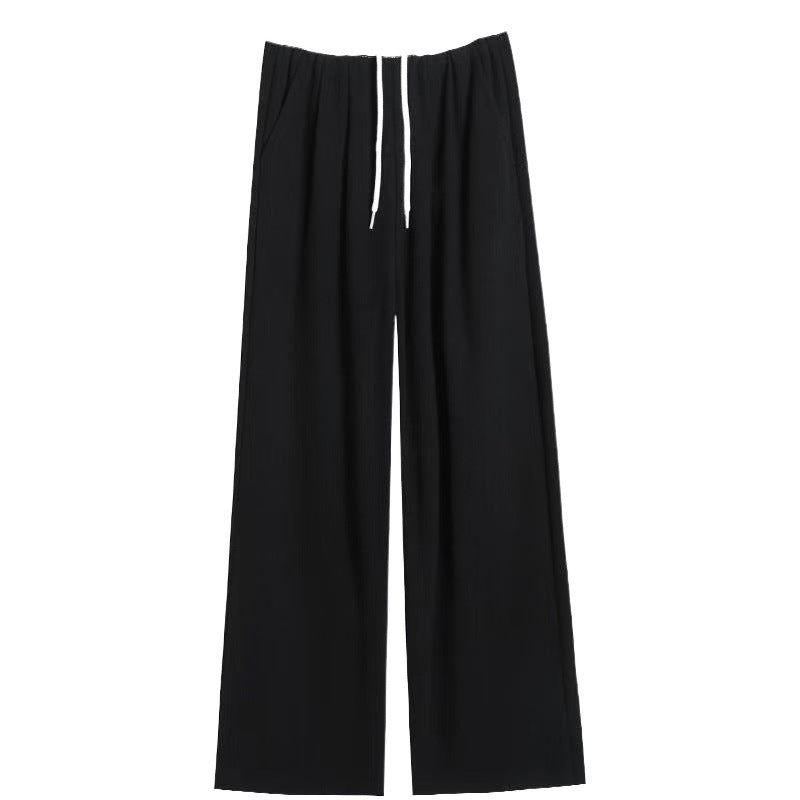 Damen Weite Hose Elastischer Bund Kordelzug Beige