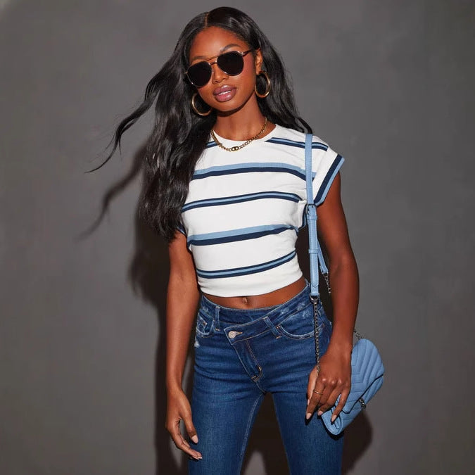 Damen Flared Jeans Destroyed Effekt Franser Saum