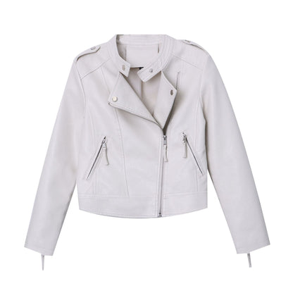 Damen Kunstlederjacke Asymmetrischer Reißverschluss