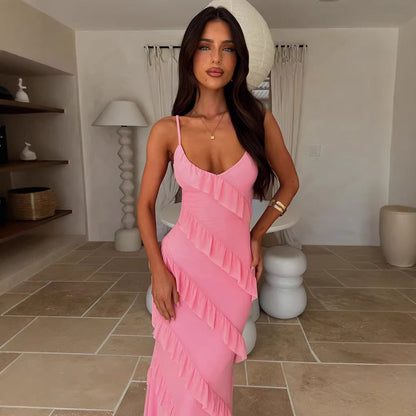 Damen Maxikleid Rüschendesign Schmeichelnder Schnitt Norvielle