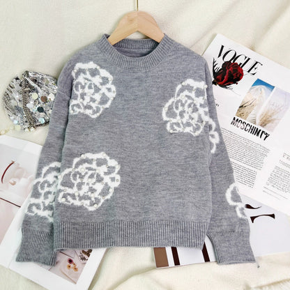 Damen Pullover mit Blumenapplikationen und Perlen Norvielle