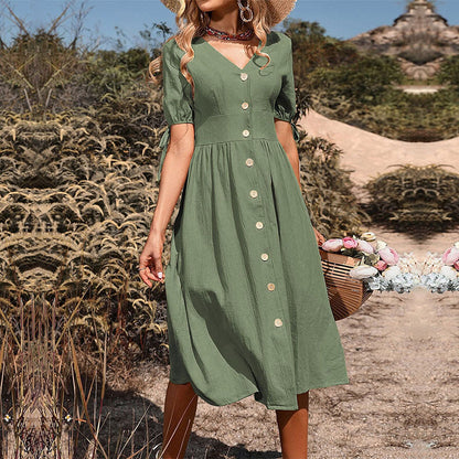 Damen Midi-Kleid Raffinierte Knopfdetails Norvielle
