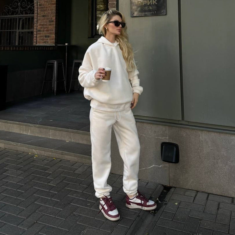 Damen Fleece-Jogginganzug Hochbündig Mit Taschen Norvielle