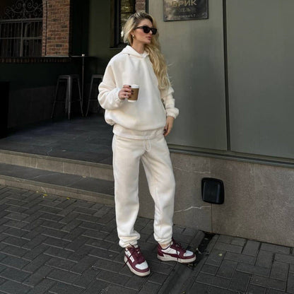 Damen Fleece-Jogginganzug Hochbündig Mit Taschen Norvielle