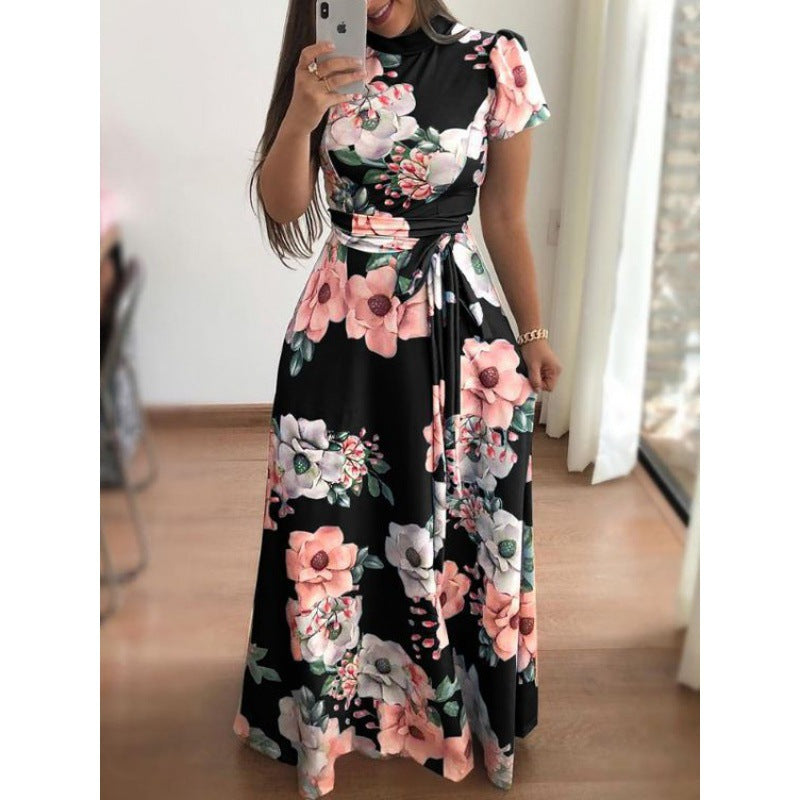 Damen Maxikleid Floralmuster Wickeldesign Kurvenbetonend es