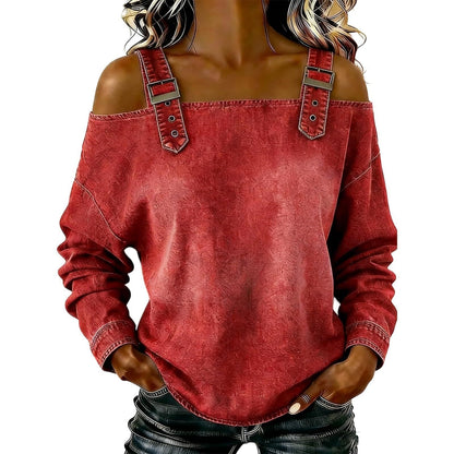 Damen Sweatshirt Dekorative Schulterdetails Norvielle