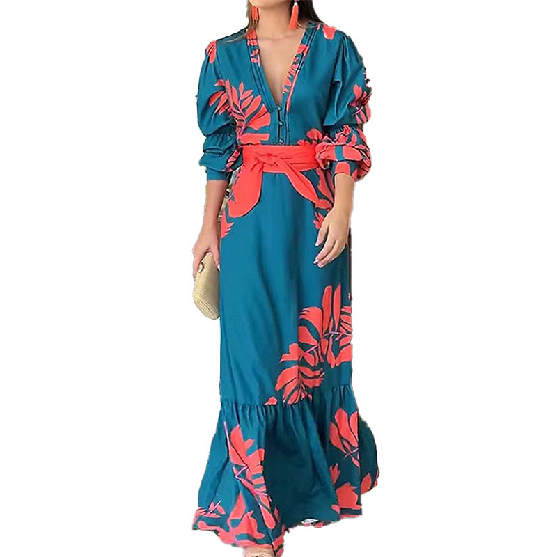Damen Maxikleid Blumenmuster Elegantes Design Norvielle