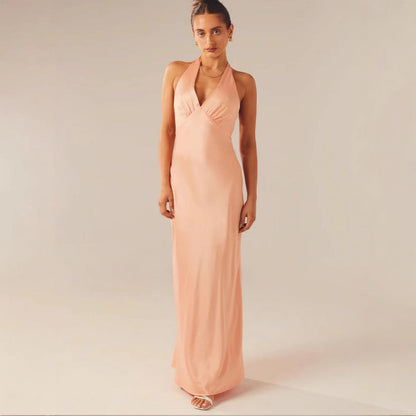 Damen Ärmelloses Hochzeitskleid mit Taillierungsband und fließendem