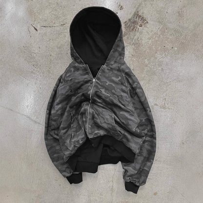 Damen Kapuzenpullover Camouflage Muster Breite Bündchen Norvielle