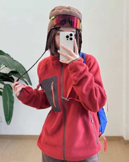 Damen Fleecejacke Norvielle Mit Taschen Hocher Kragen