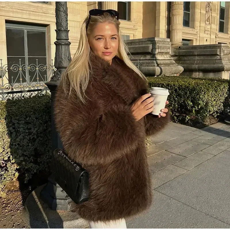 Damen Kunstpelzjacke Voluminöse Ärmel Norvielle