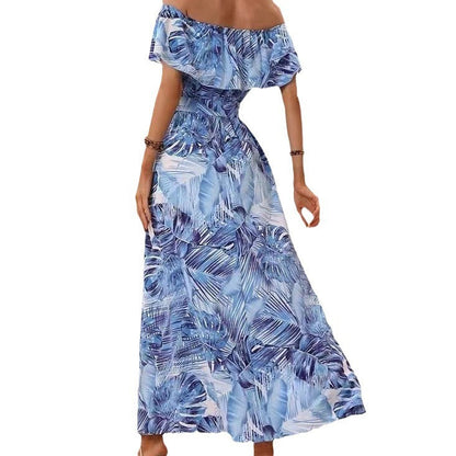Damen Maxikleid Off-Shoulder Design Tiefes Dekolleté