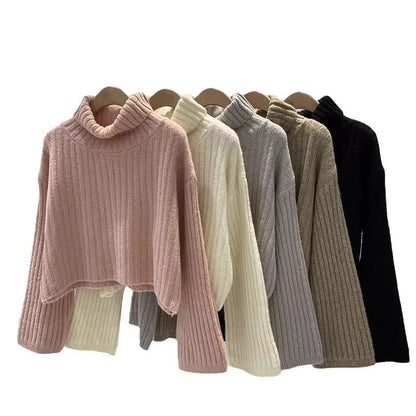 Damen Rollkragenpullover Rippstruktur Weitschnitt Norvielle