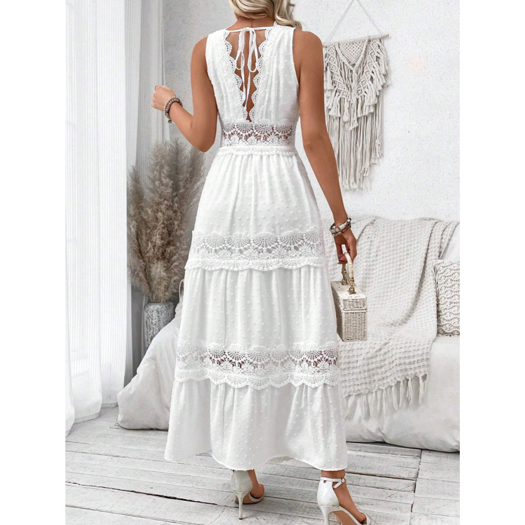 Norvielle Damen Spitzenkleid V-Ausschnitt - Norvielle