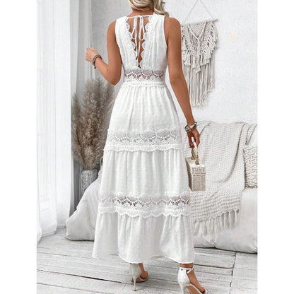 Norvielle Damen Spitzenkleid V-Ausschnitt - Norvielle