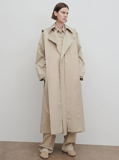 Damen Oversize Trenchcoat Lang Breiter Kragen Norvielle