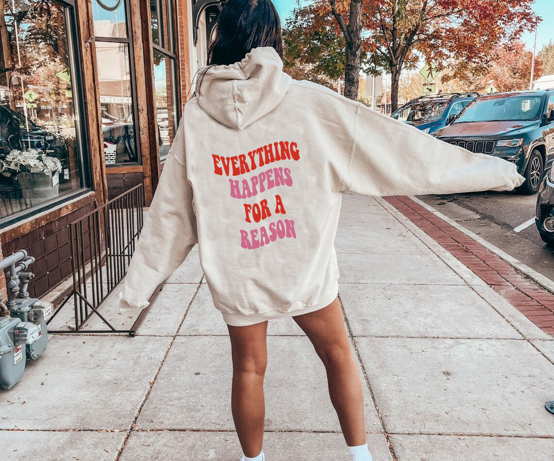 Damen Kapuzenpullover mit Motivschriftzug Baumwolle Bequem