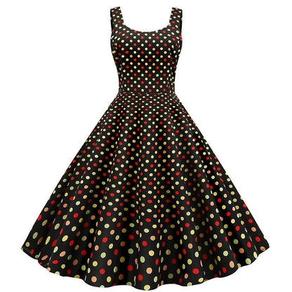 Damen Swing-Kleid mit Polka-Dots-Design