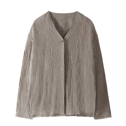 Damen Leinenblazer Lässig Ohne Verschluss Beige