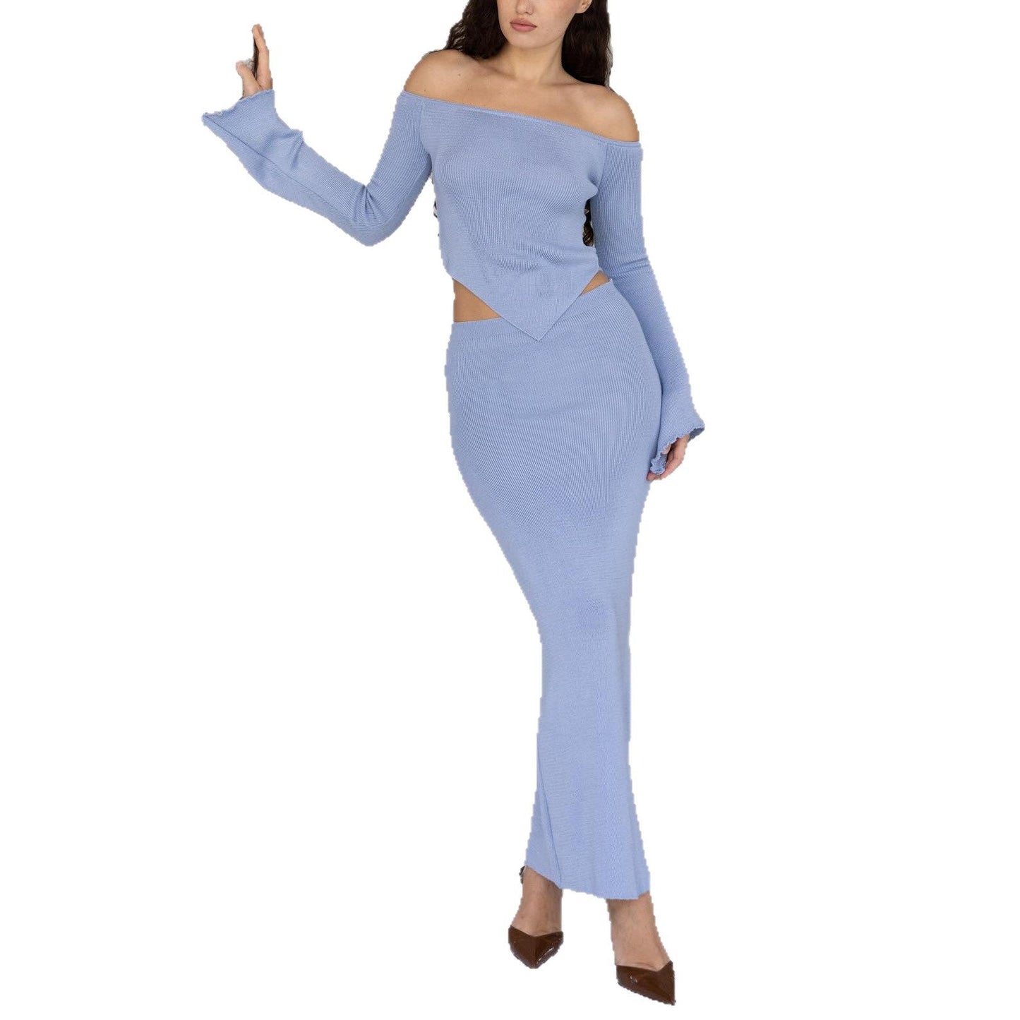 Damen Two-Piece Set Schulterfreies Oberteil Norvielle
