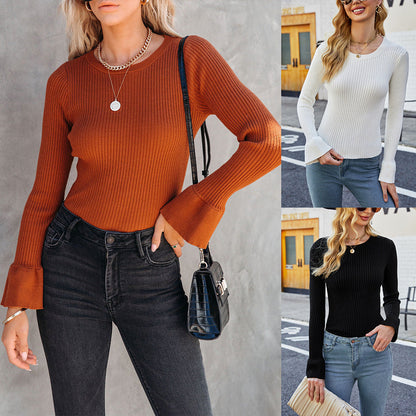 Damen Pullover Fit & Flare Norvielle Trompetenärmel - Norvielle