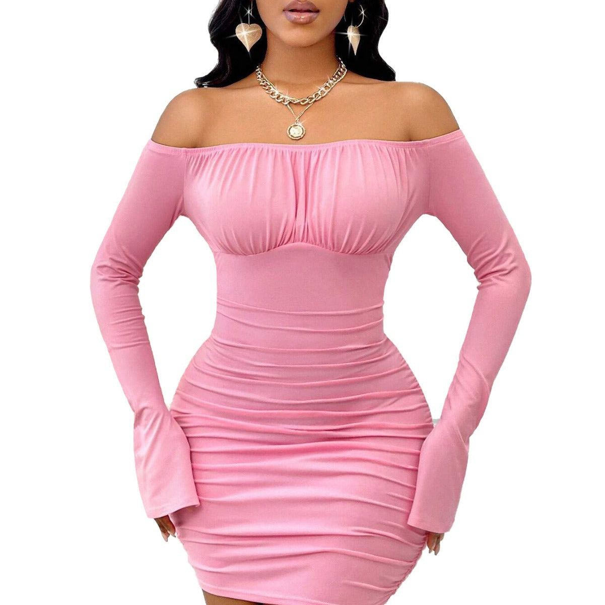 Damen Minikleid Off-Shoulder Rüschen Norvielle