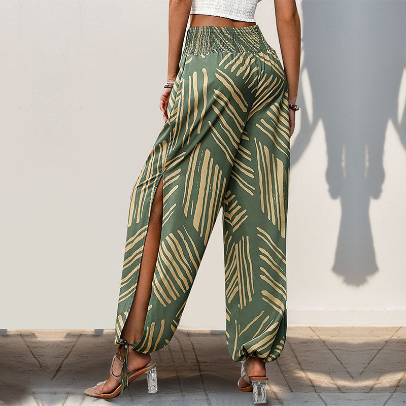 Damen Palazzo-Hose Weit Elastischer Bund