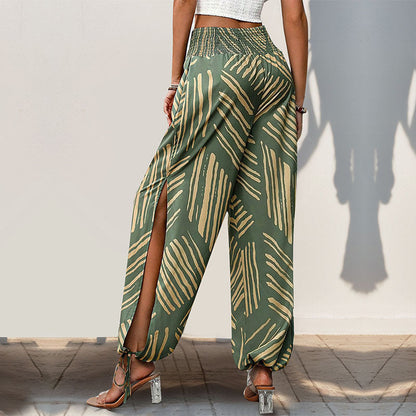 Damen Palazzo-Hose Weit Elastischer Bund