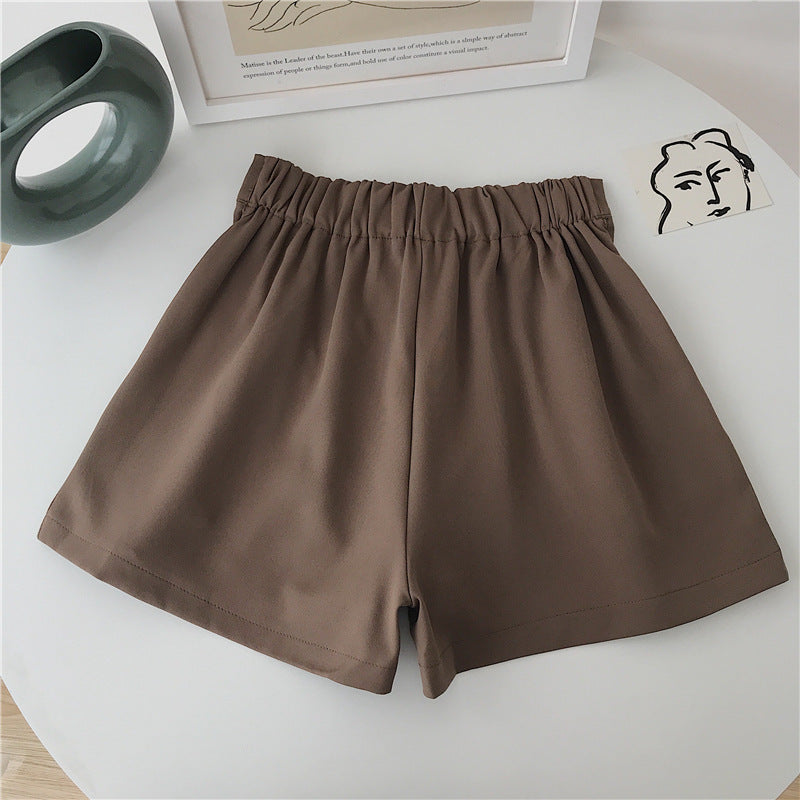 Damen Shorts Faltenwurf Knopfdetail Elegante