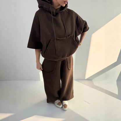Damen Oversized Kapuzenpullover Kängurutasche Elastischer Saum