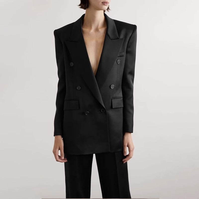 Damen Oversize Blazer Doppelter Knopf Norvielle