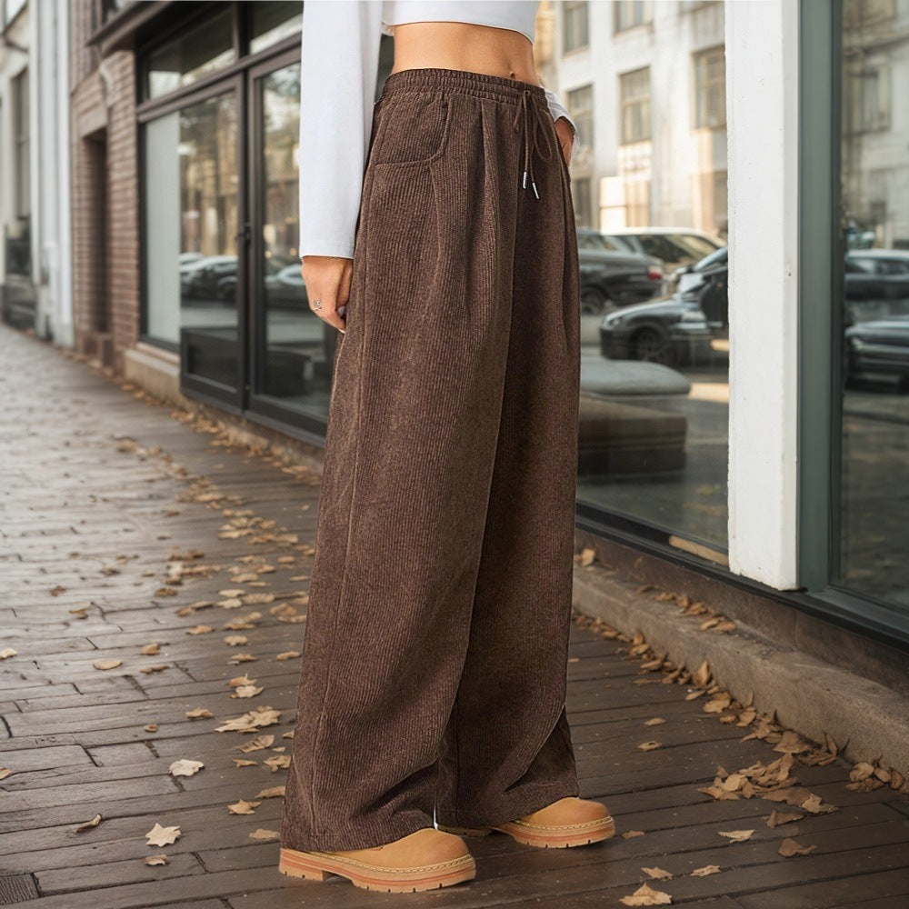 Damen Cordhose Weit Elastischer Bund