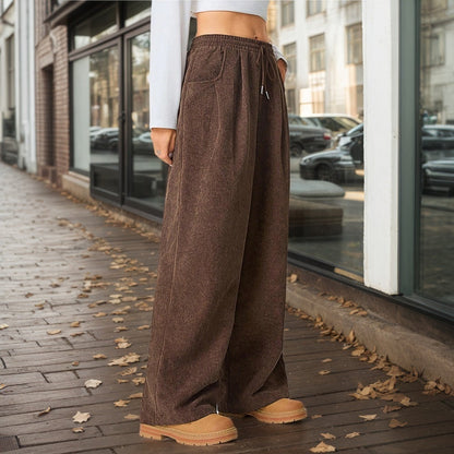 Damen Cordhose Weit Elastischer Bund