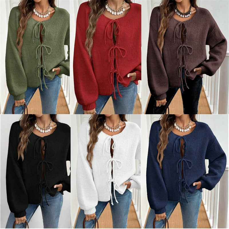 Damen Strickpullover mit Knotendetails - Norvielle