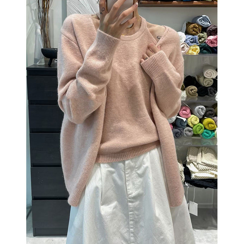 Damen Strickjacke Verlängert Feine Textur Beige - Norvielle