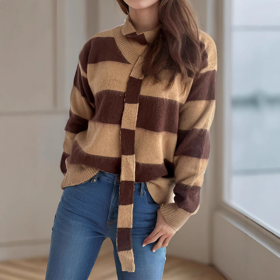 Damen Strickpullover Lässig mit Schlaufenakzenten Norvielle