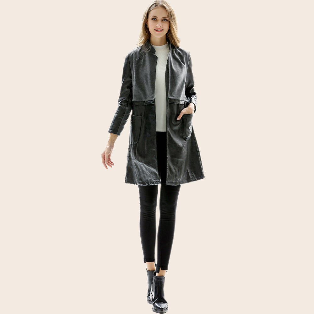 Damen Kunstlederjacke Taillierte Optik