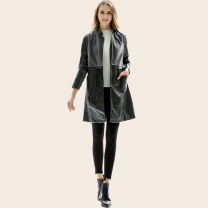 Damen Kunstlederjacke Taillierte Optik