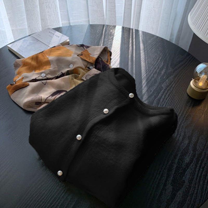 Damen Strickjacke Edle Perlenknöpfe Modern