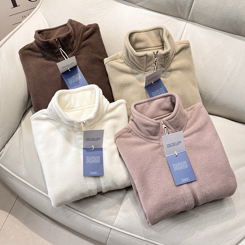 Damen Fleecejacke Hochkragen Reißverschlusstaschen Norvielle