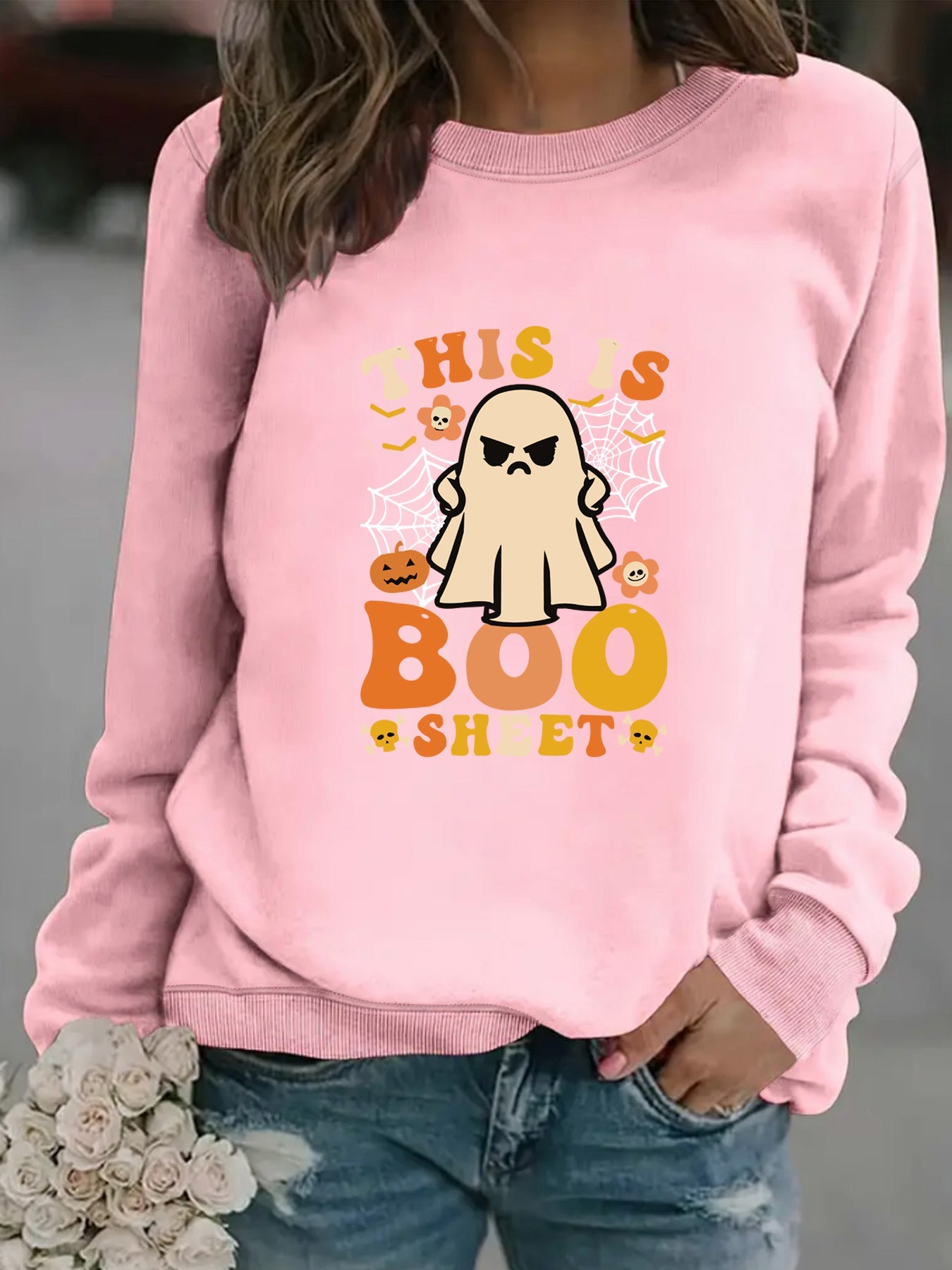 Damen Sweatshirt Herbstlich Geist-Print Lässig Norvielle