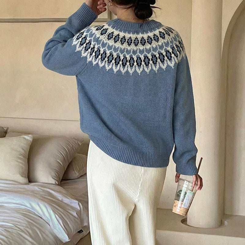 Damen Strickpullover Nordisch Muster Locker Norvielle