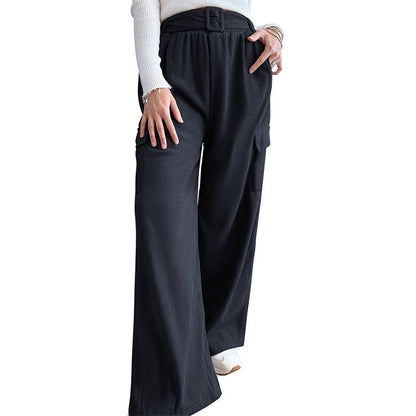 Damen Weite Cargo-Hose Elastischer Bund Praktische Seitentaschen