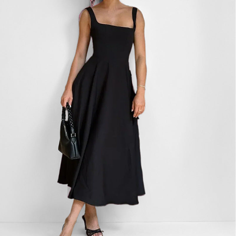 Damen Maxikleid Quadratischer Ausschnitt Schwingender Rock Norvielle - Norvielle