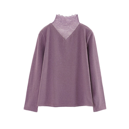 Damen Bluse mit Spitze Elegant Weiß
