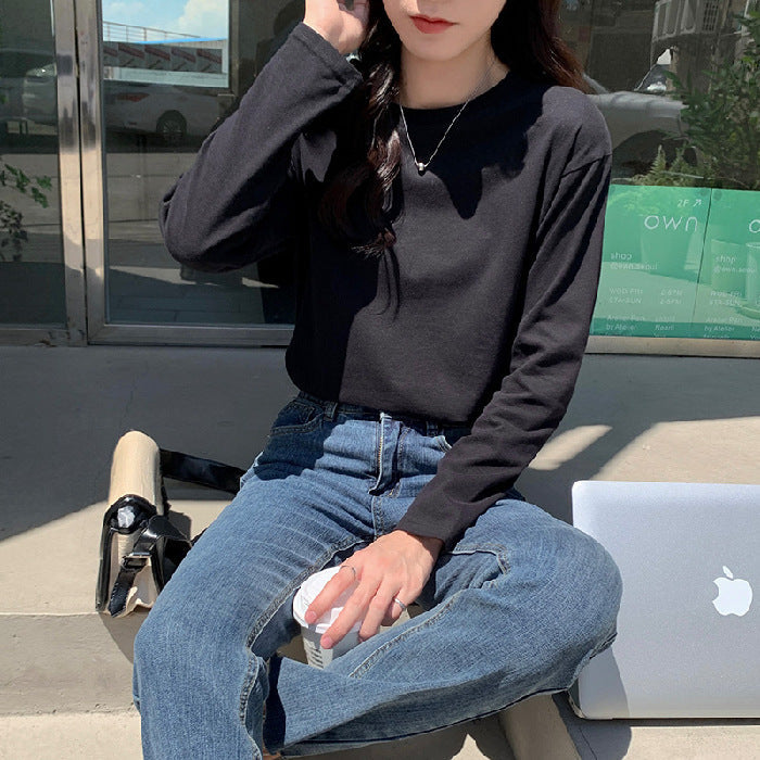 Damen Langarmshirt Klassischer Rundhalsausschnitt Norvielle