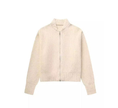 Damen Strickjacke Voluminöse Ärmel Reißverschluss Norvielle