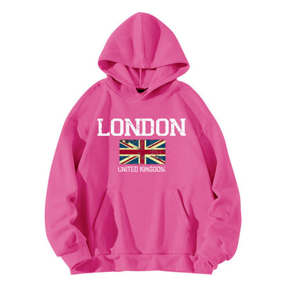 Damen Kapuzenpullover London-Style Kängurutasche Gemütlicher Schnitt