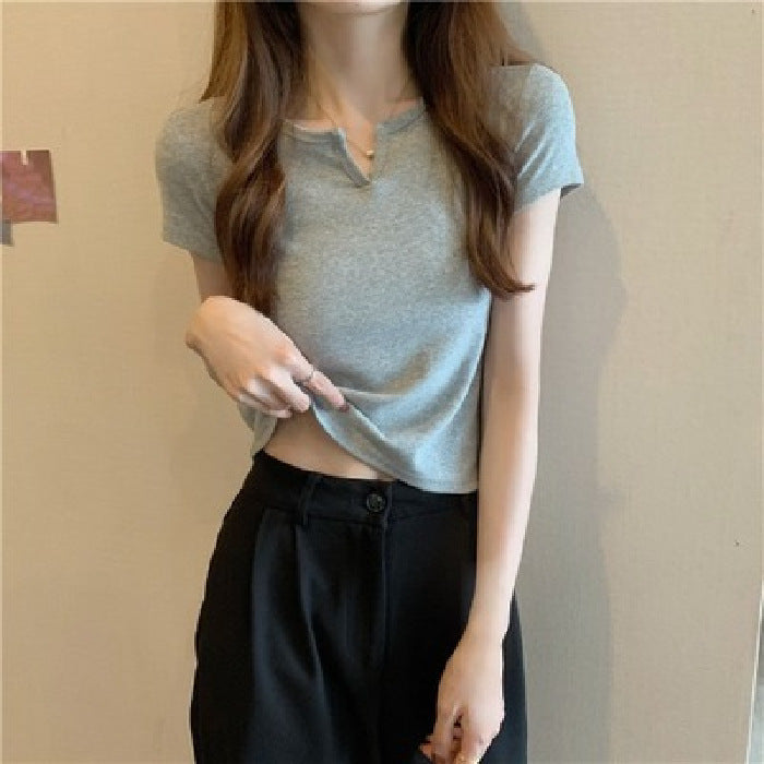 Damen T-Shirt Figurbetont Baumwolle Modern