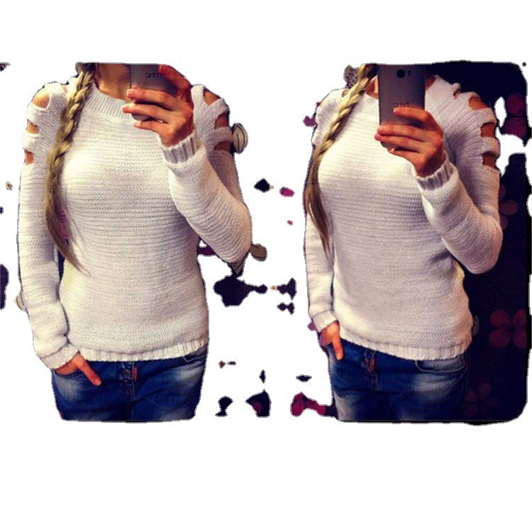 Damen Strickpullover Offene Schulter Glitzernd Norvielle